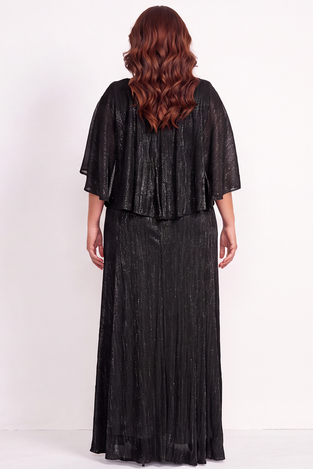 Black Plus Size A-Line Round Neck Maxi Mother of the Bride Dress