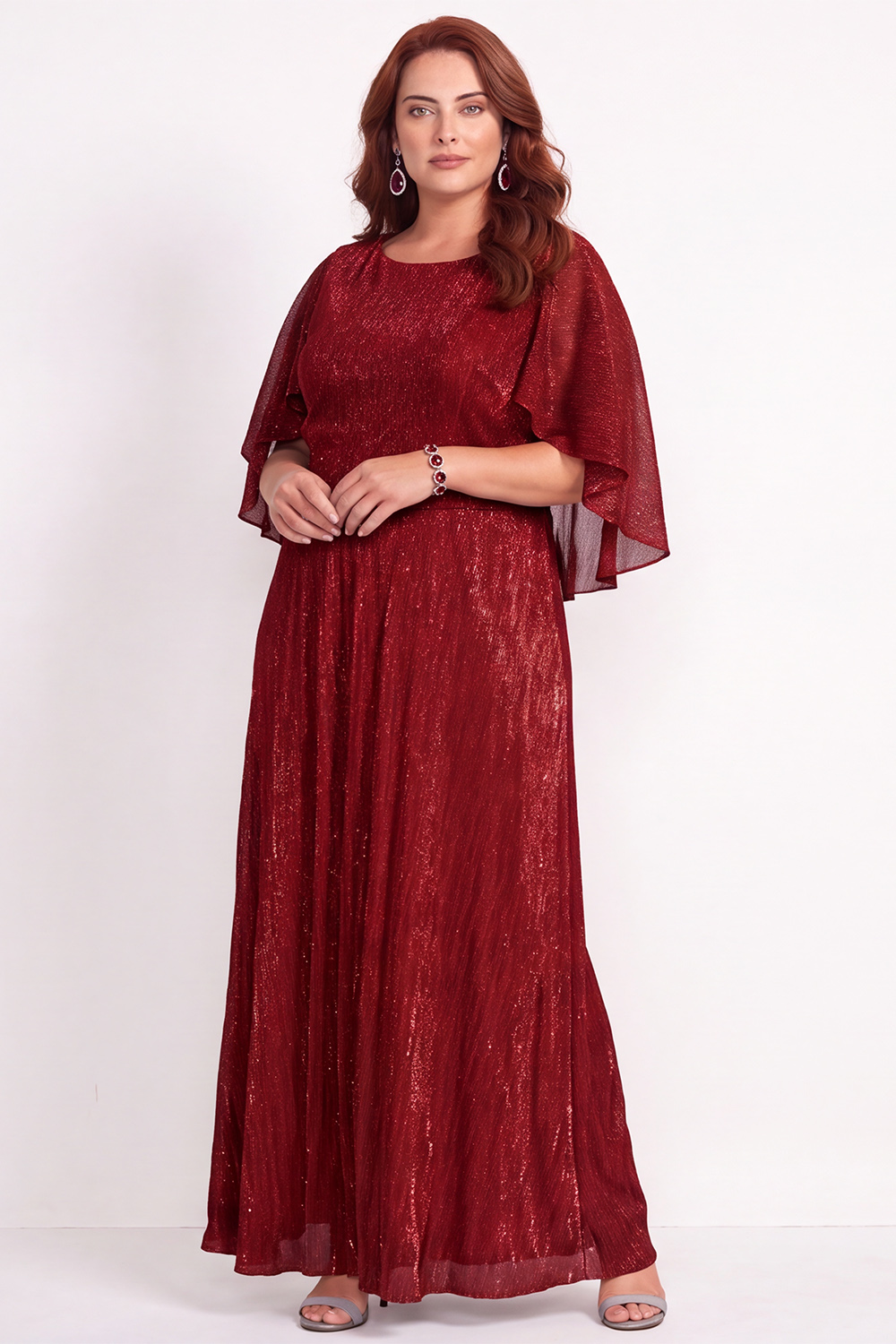 Black Plus Size A-Line Round Neck Maxi Mother of the Bride Dress