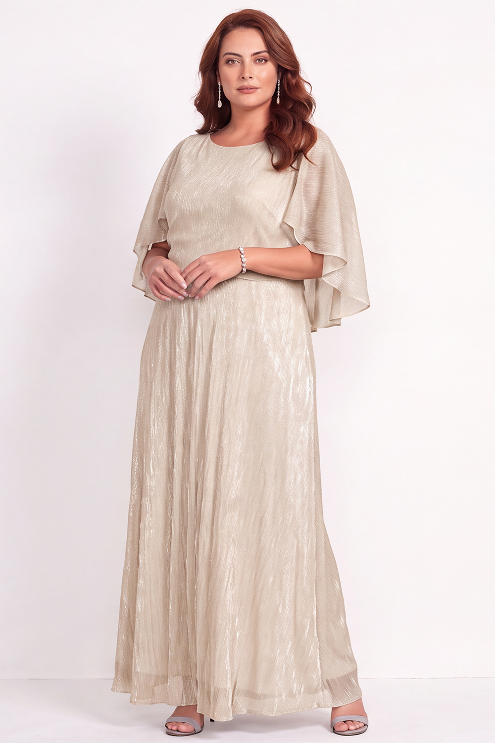 Black Plus Size A-Line Round Neck Maxi Mother of the Bride Dress