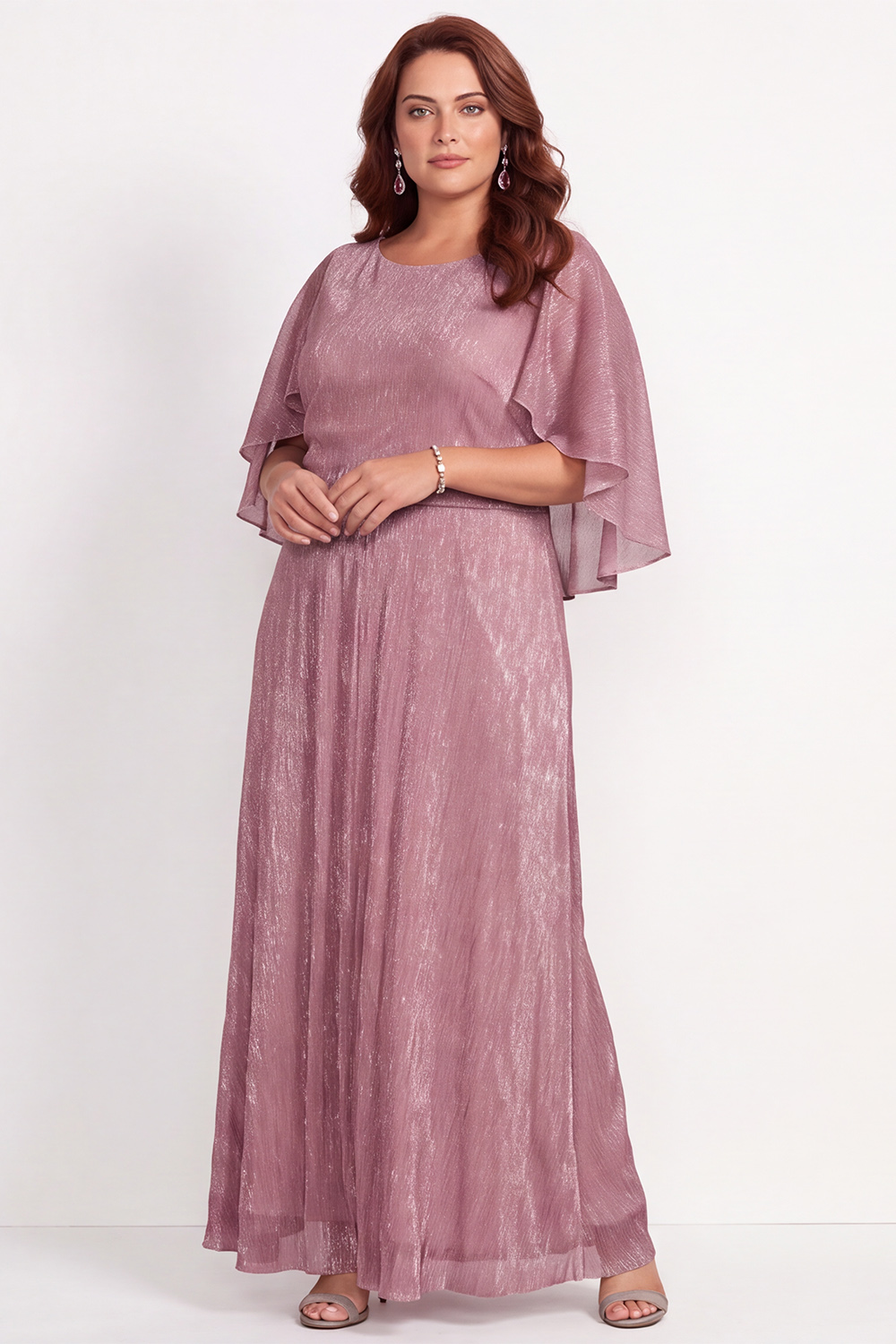 Black Plus Size A-Line Round Neck Maxi Mother of the Bride Dress
