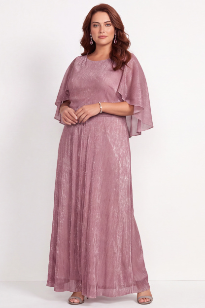 Black Plus Size A-Line Round Neck Maxi Mother of the Bride Dress