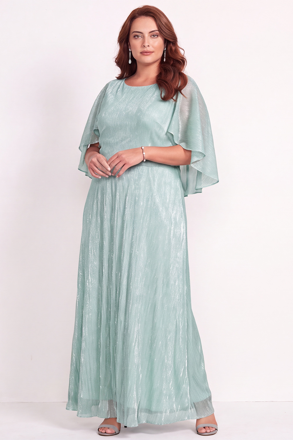 Black Plus Size A-Line Round Neck Maxi Mother of the Bride Dress