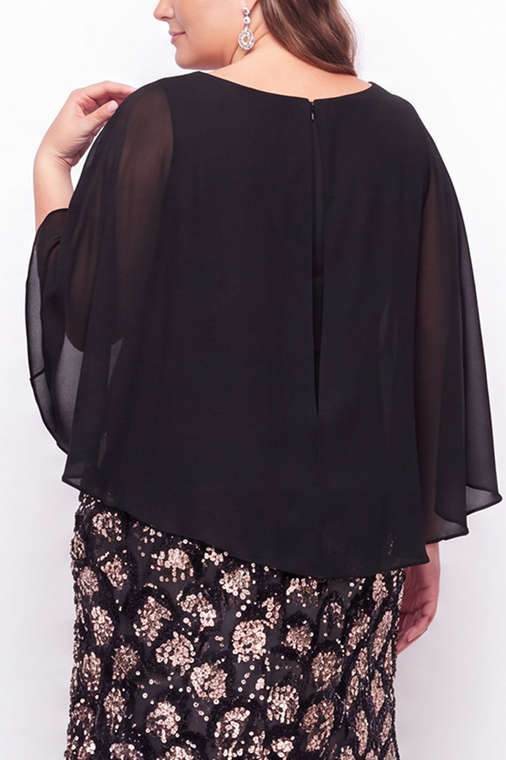 Black Plus Size Sheath Sequin Long Mother of the Bride Dress