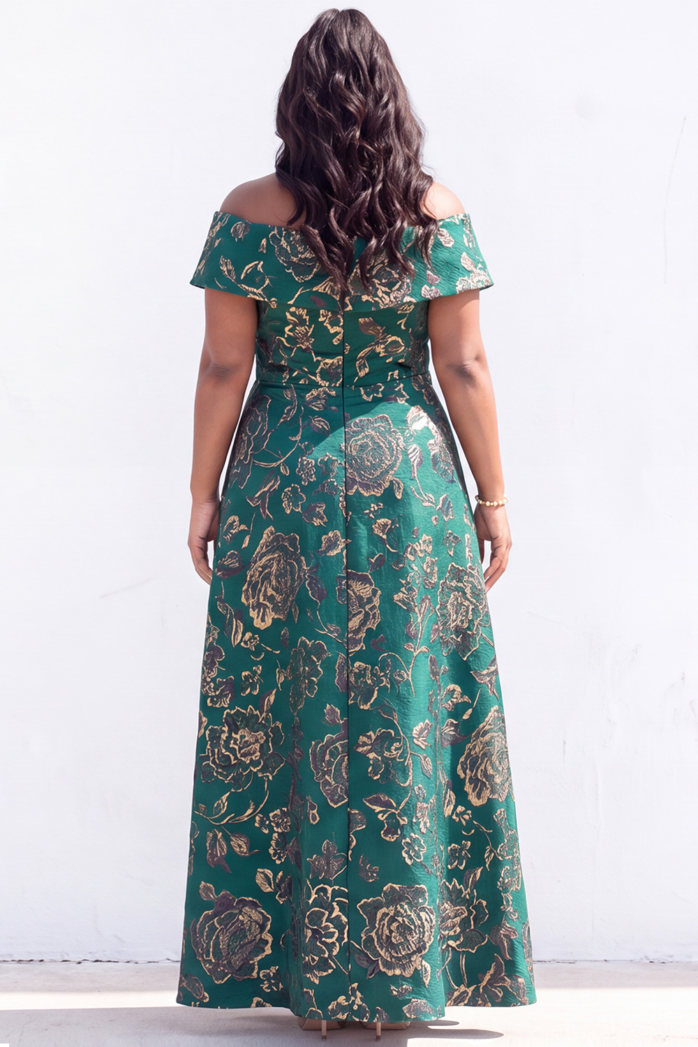 Off the Shoulder Black A Line Plus Size Maxi Mother of the Bride Dress