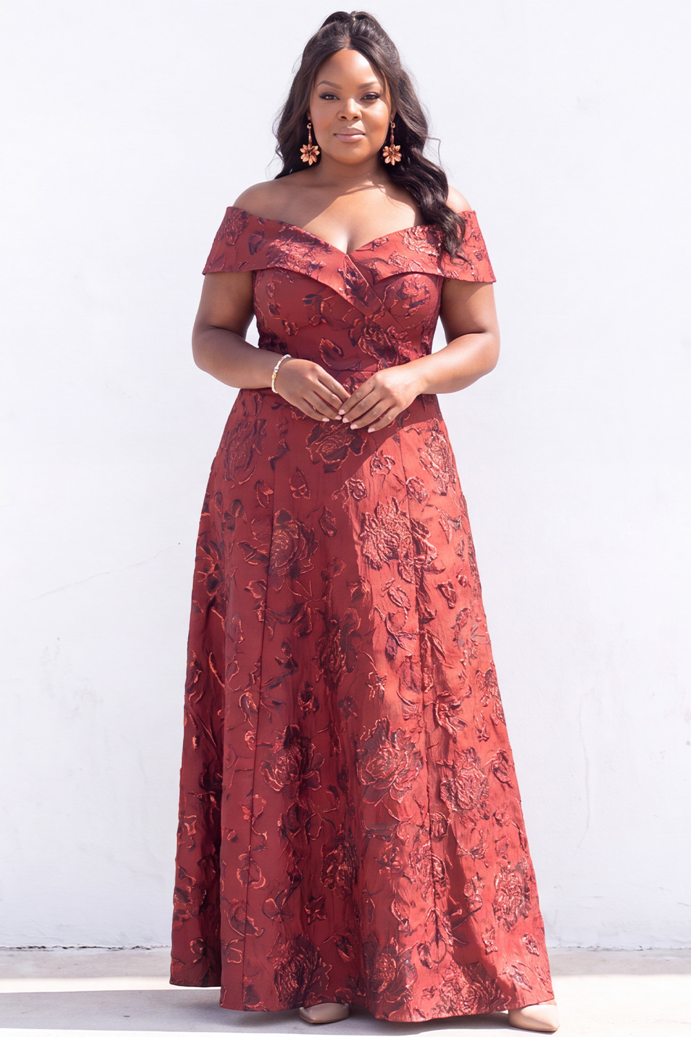 Off the Shoulder Black A Line Plus Size Maxi Mother of the Bride Dress