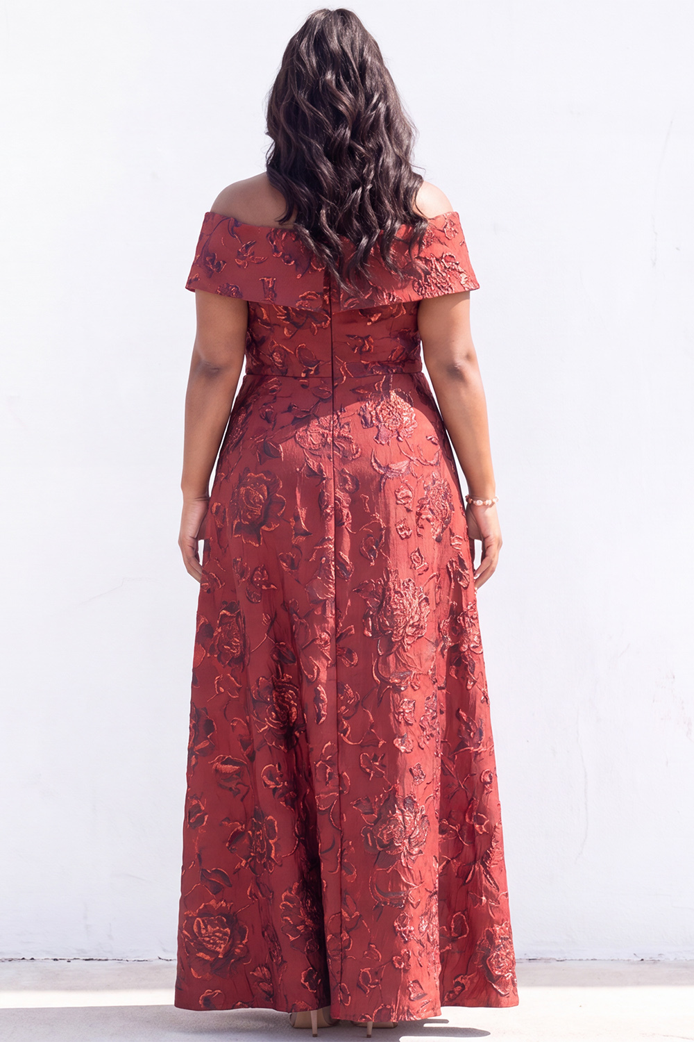 Off the Shoulder Black A Line Plus Size Maxi Mother of the Bride Dress