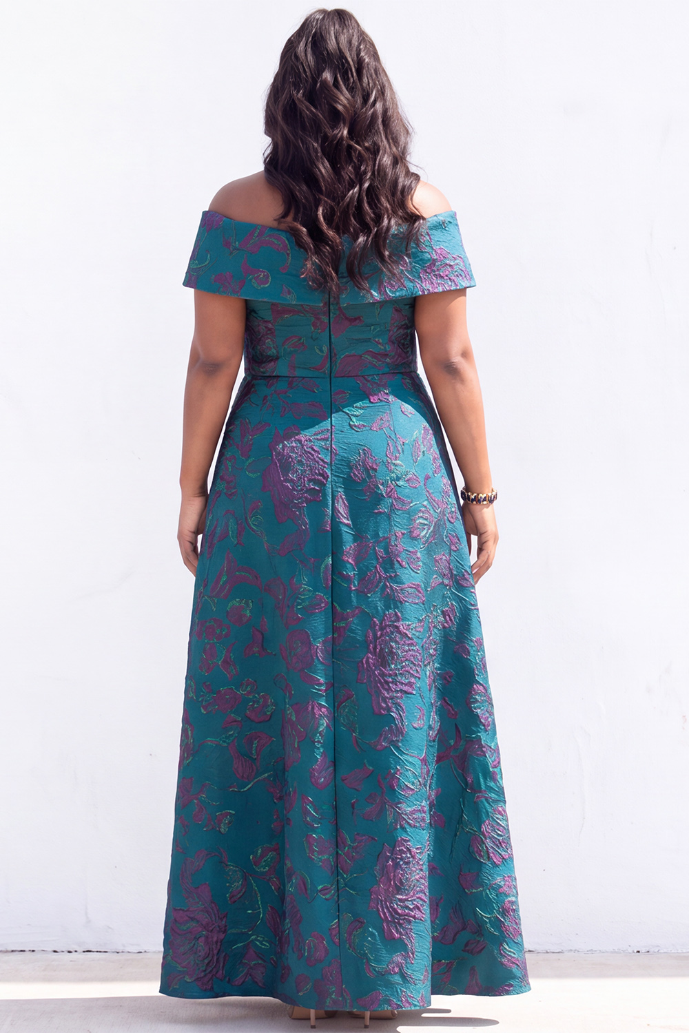 Off the Shoulder Black A Line Plus Size Maxi Mother of the Bride Dress