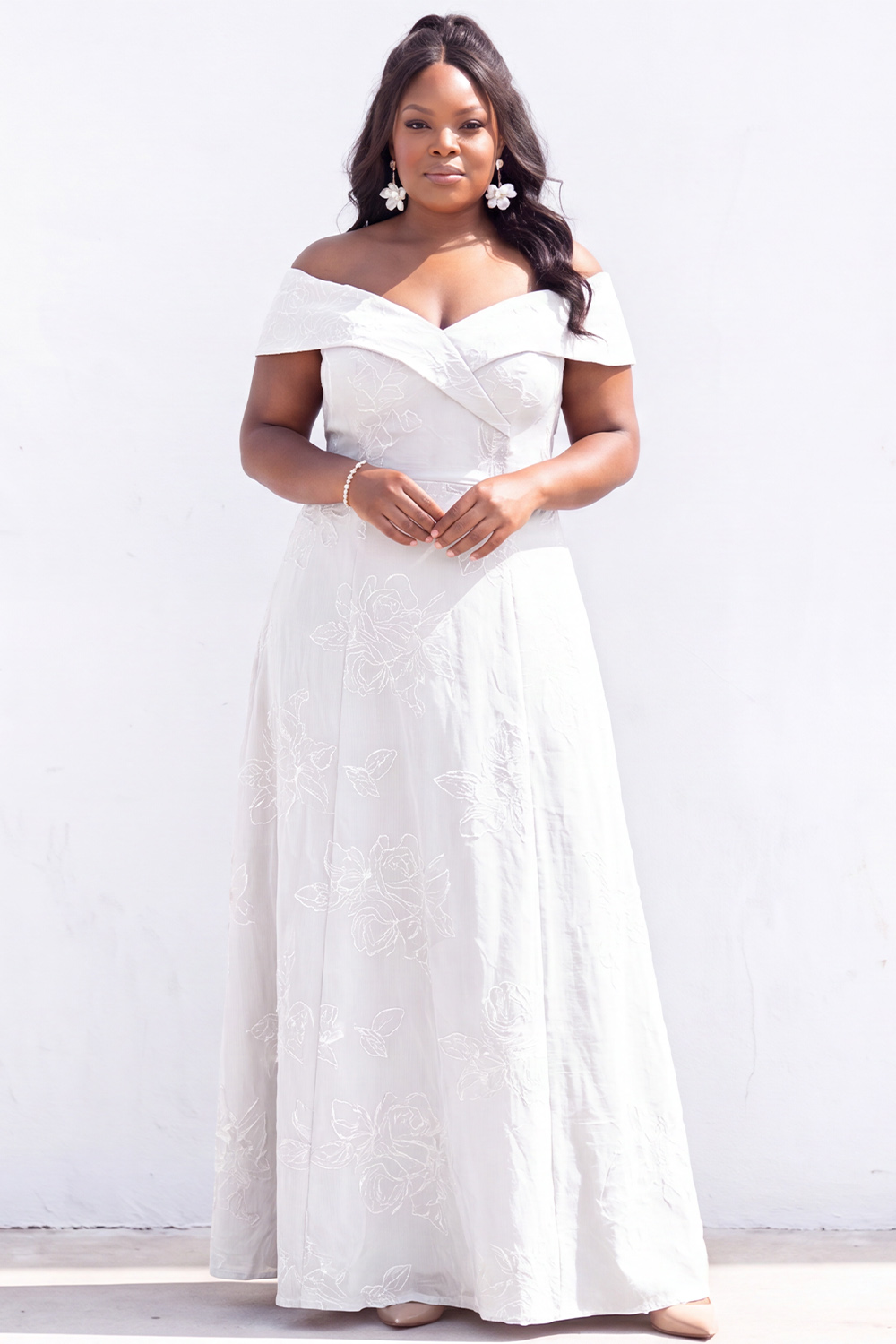 Off the Shoulder Black A Line Plus Size Maxi Mother of the Bride Dress