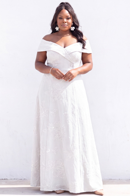 Off the Shoulder Black A Line Plus Size Maxi Mother of the Bride Dress