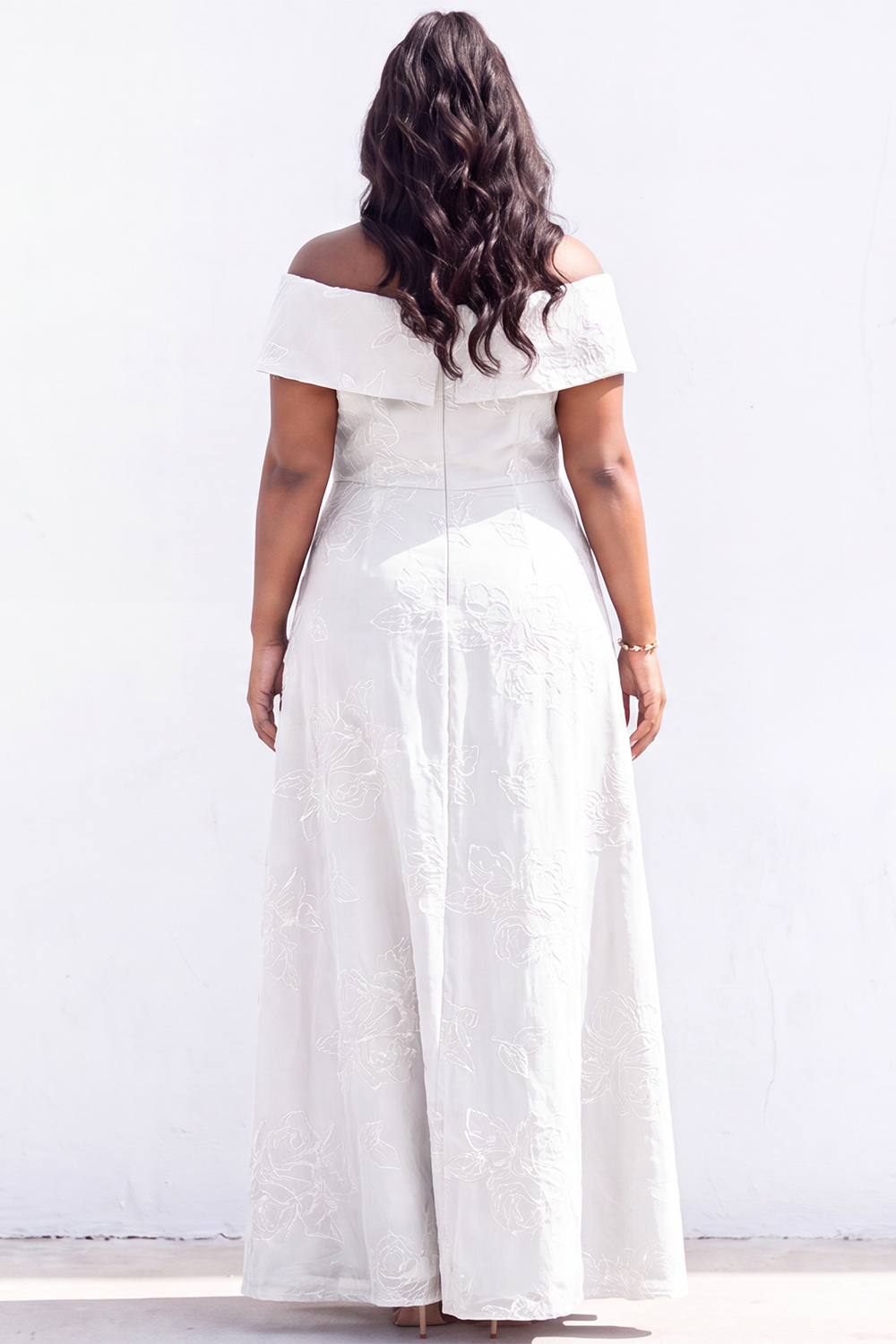 Off the Shoulder Black A Line Plus Size Maxi Mother of the Bride Dress