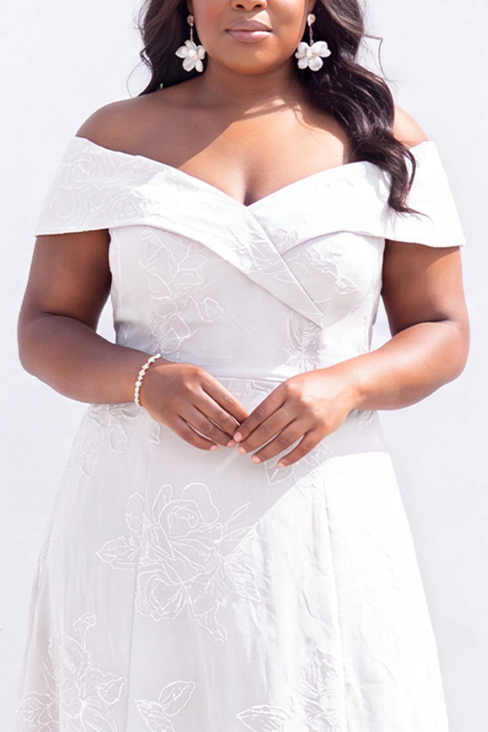 Off the Shoulder Black A Line Plus Size Maxi Mother of the Bride Dress