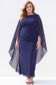 Plus Size Chiffon Sheath Navy Mother of the Bride Dress with Cape