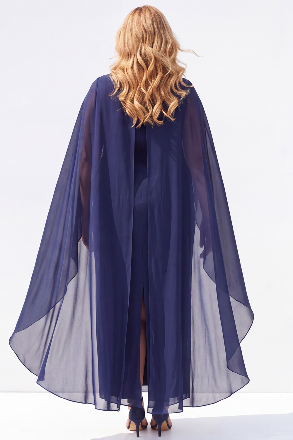 Navy Plus Size Sheath Long Mother of the Bride Dress