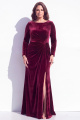 Burgundy Plus Size Velvet Ruched Long Sleeve Mother of the Bride Dress with Slit