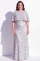 Grey Beaded Sequin 3D Flower Plus Size Mother of the Bride Dress with Cape