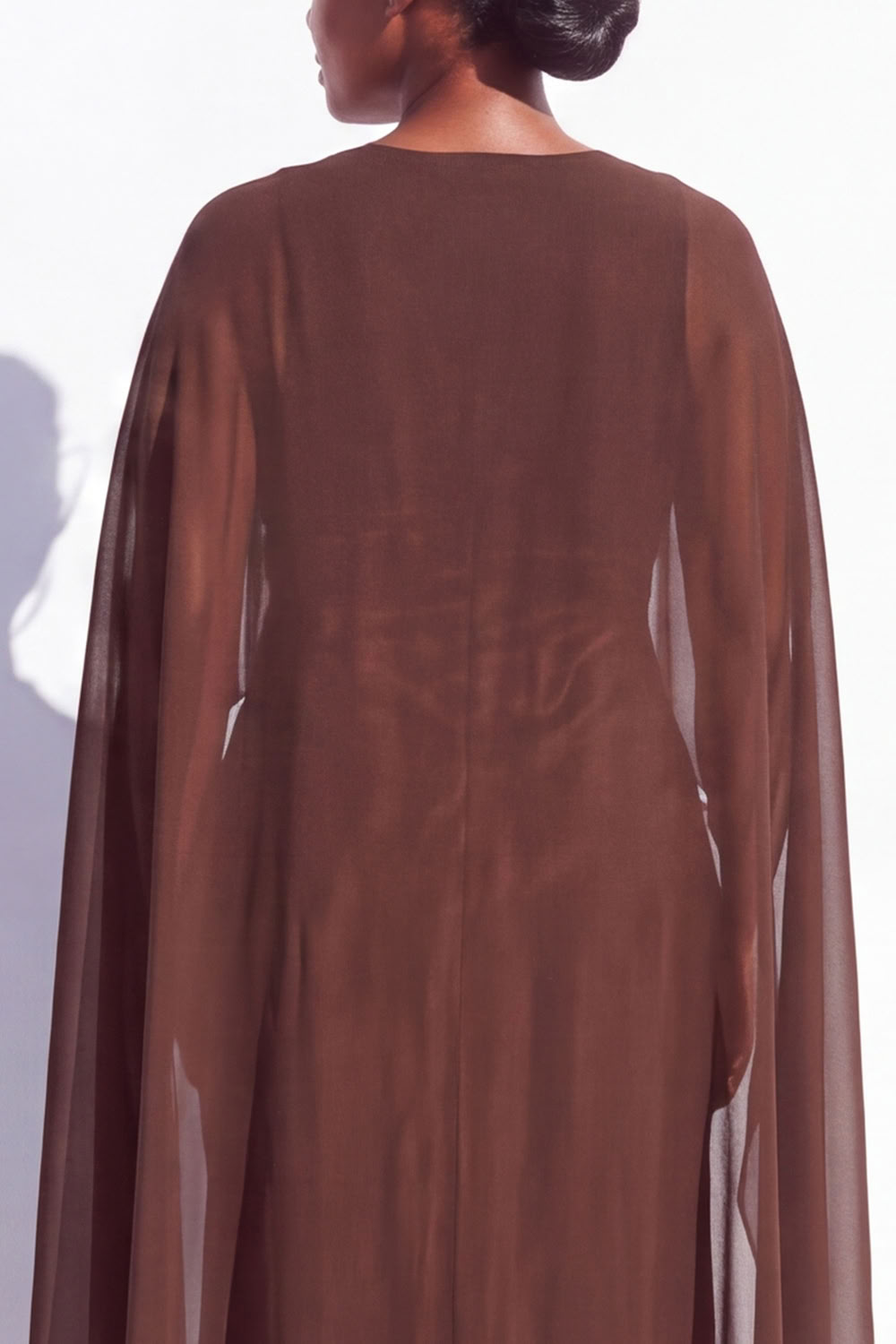 Brown Satin Sheath Plus Size Mother of the Bride Dress with Cape