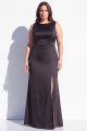 Black Plus Size Mermaid Boat Neck Long Formal Dress with Slit