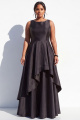 Black Plus Size Ruffle A Line Boat Neck Long Formal Dress
