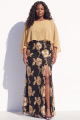 Plus Size Navy 3D Floral Mother of the Bride Dress with Chiffon Cape