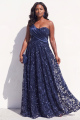 One Shoulder Navy Beaded A Line Plus Size Mother of the Bride Dress