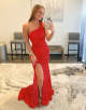 Purple One Shoulder Sequin Prom Dress