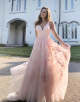 Light Blue Prom Dress Spaghetti Straps Long Evening Dress