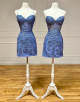 Blue Lace Mini Homecoming Dress