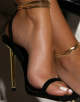 Gold Strappy Square Toe High Heel Sandals
