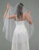 Ivory Tulle Simple Short Wedding Veil With Pearl