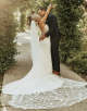 Ivory Flower Tulle Long Cathedral Veil