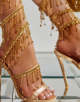 Rhinestone Round Toe Roman Style High Heeled Women's Sandals