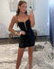 Lace Black Tight Homecoming Dress with Lace-up Back