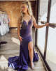 Dark Purple Mermaid Long Prom Dress With Slit