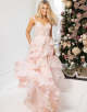 Sky Blue A-Line V Neck Tiered Long Prom Dress With Slit