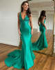 Green Mermaid Backless Beaded Long Prom Dress