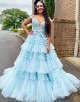 Off the Shoulder Tiered Princess Prom Dress