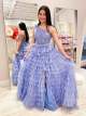 Light Purple A Line One Shoulder Corset Long Prom Dress