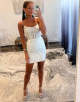 White Spaghetti Straps Bodycon Mini Homecoming Dress