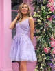 Lavender Tulle Cute Homecoming Dress With Appliques
