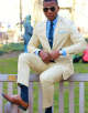 Light Yellow Notched Lapel 2 Piece Formal Slim Fit Suit for Men