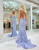 Lavender Mermaid Spaghetti Strap Long Prom Dress With Appliqued