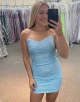 Light Blue Sparkly Halter Bodycon Homecoming Dress