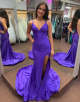 Purple Mermaid Backless Long Prom Dress With Slit