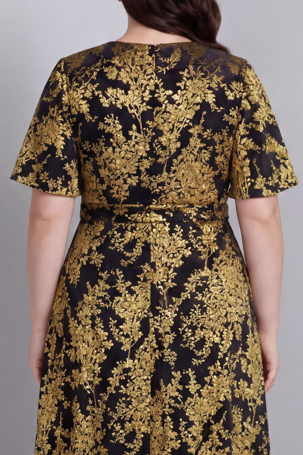 Dark Green A-Line Burnout Velvet V-Neck Short Sleeves Long Mother Of Bride Dress with Slit