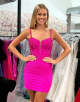 Blue Spaghetti Straps Beading Homecoming Dress