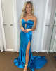 Sparkly Mermaid Orange Corset Prom Dress with Slit
