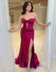 Navy Strapless Mermaid Cut out Corset Prom Dress with Slit