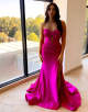 Navy Strapless Mermaid Cut out Corset Prom Dress with Slit