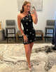 One Shoulder Black Homecoming Dress with Stars