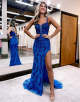 Sheath Beaded Side Slit Prom Dress
